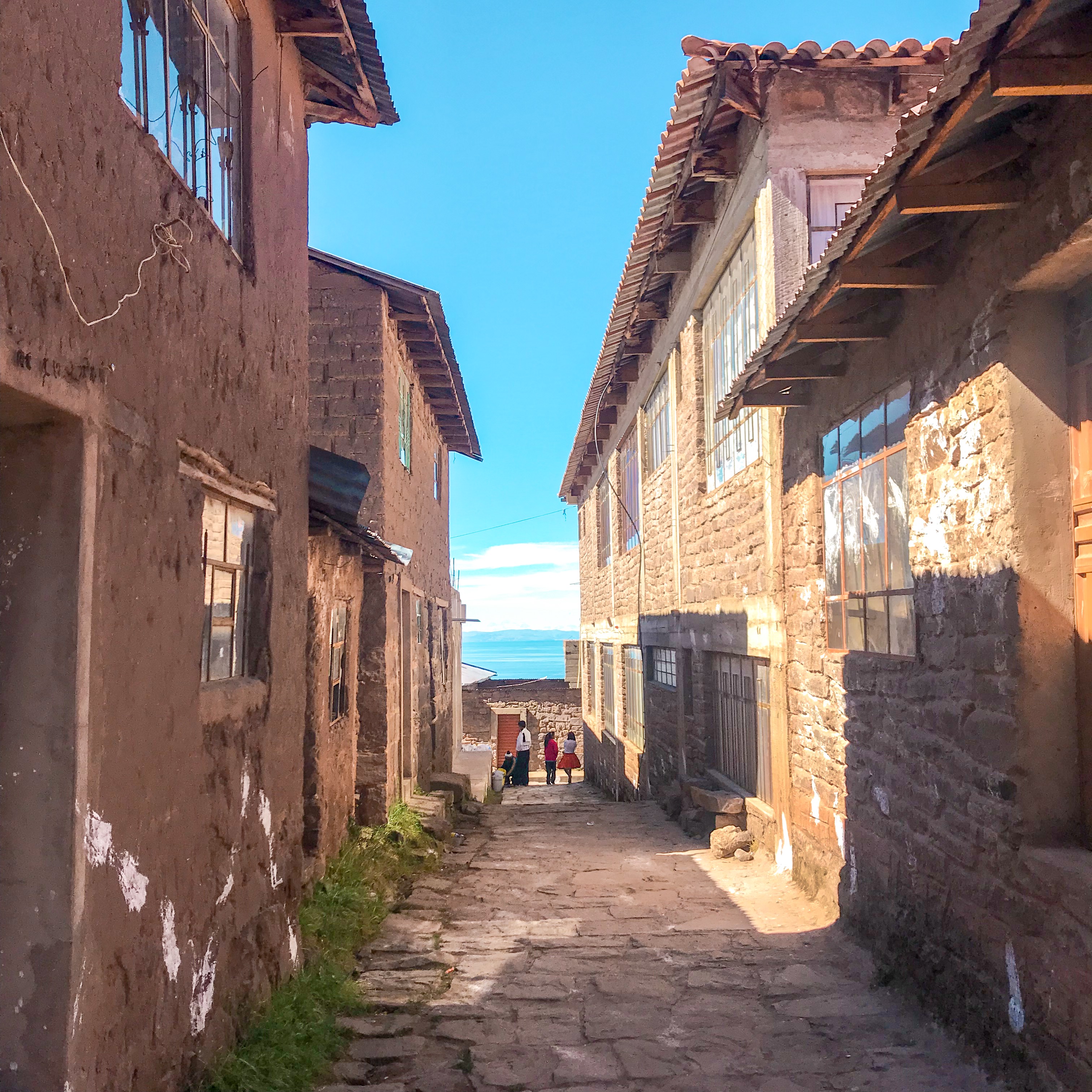 The streets of Taquile Island, Lake Titicaca, Peru, just off the island’s main square.